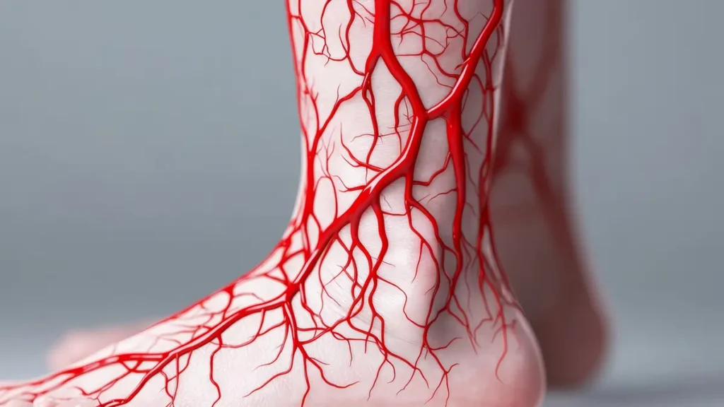 A visual representation of the vascular system on the foot and ankle. 